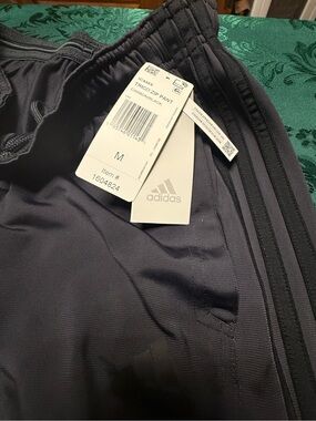 Men’s Adidas, black and gray stripe track pants size medium NWT